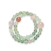 OZ  Dorothy Series GN1004 Sparkling Clear Green Fluorite Strawberry Quartz Rose Quartz Double Wrap Bracelet - Ladies Gift